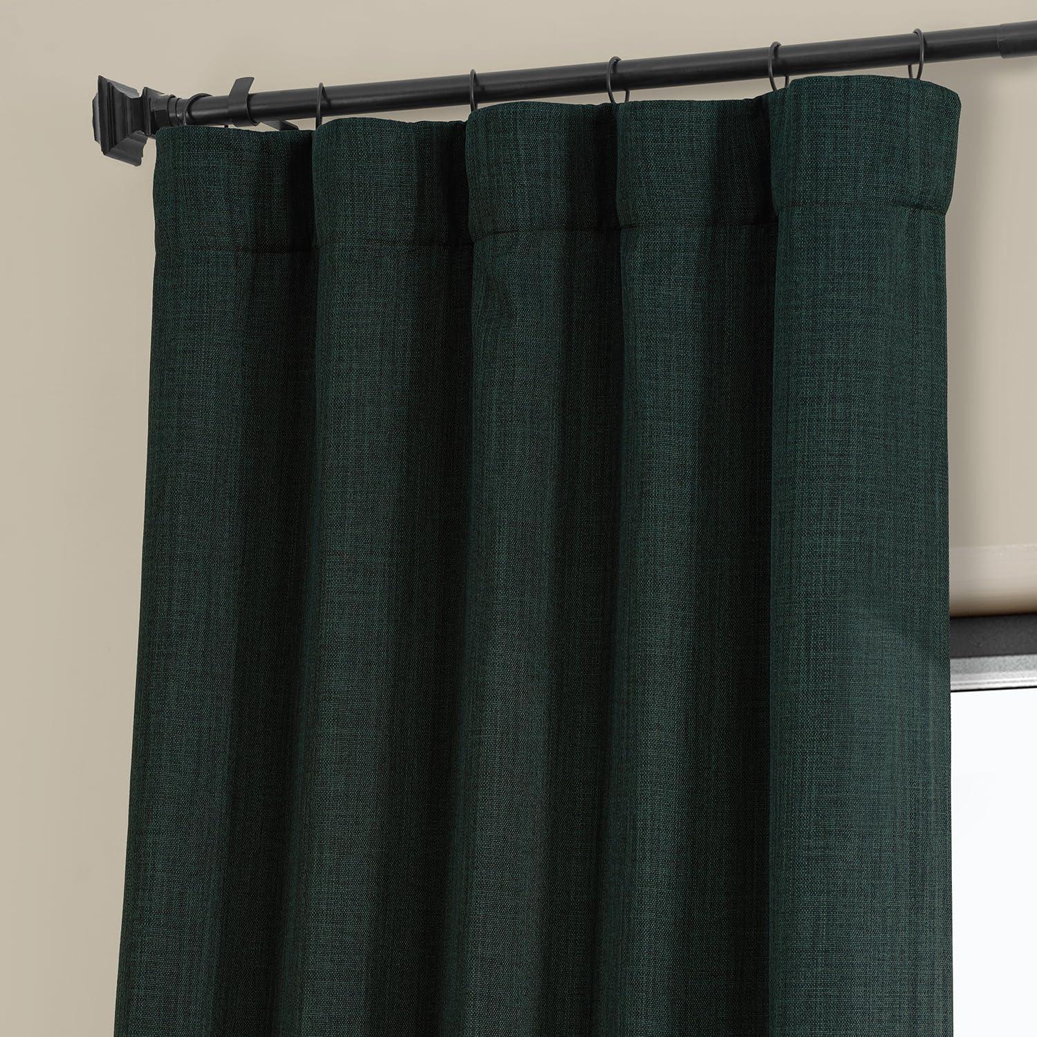 HPD Half Price Drapes Focal Green Faux Linen Room Darkening Curtains for Bedroom & Living Room Curtains (1 Panel), Door & Window Curtains 84 inches long, Rod Pocket Curtains & drapes, 50W X 84L