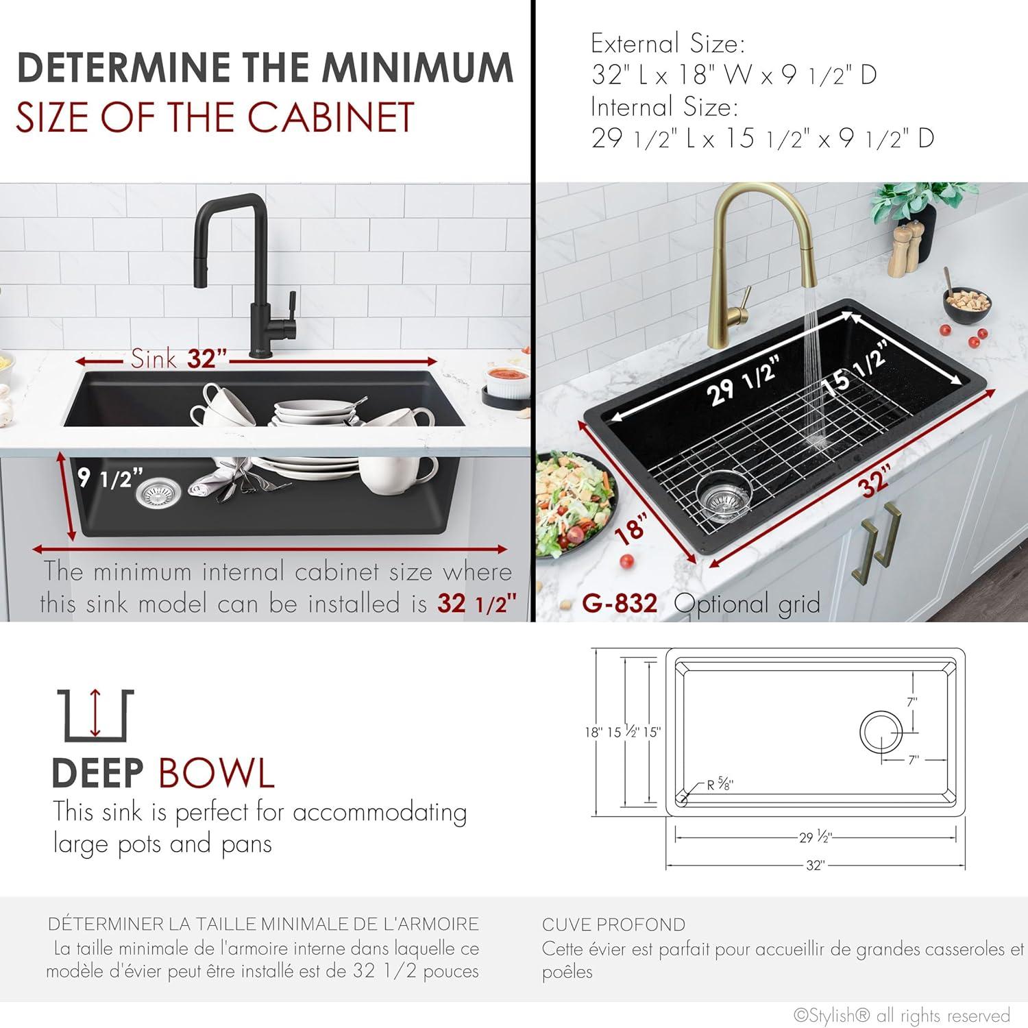 Black Granite Composite Single Bowl Drop-in Kitchen Sink with Accessories