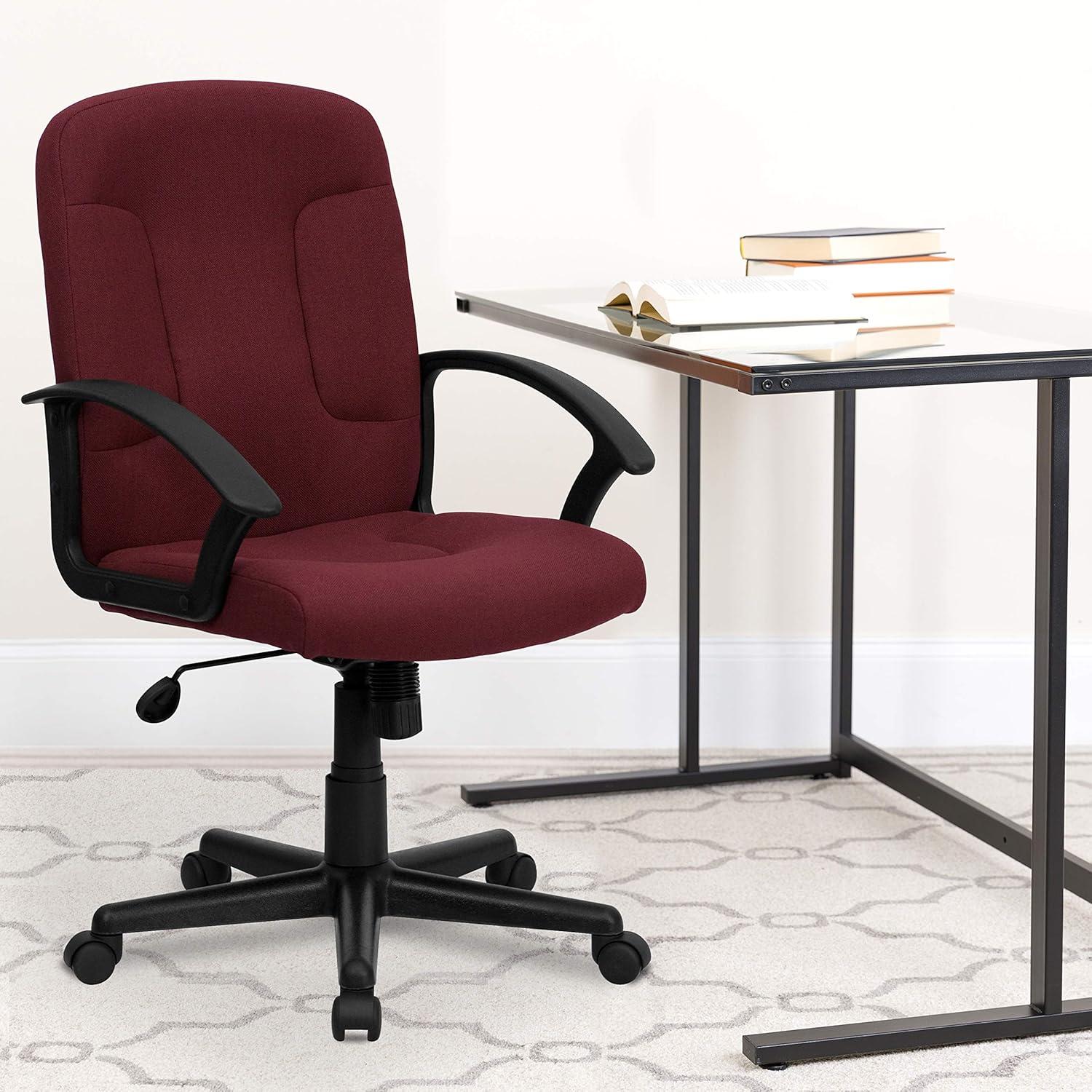 Flash Furniture Mid-Back Burgundy Fabric Executive Swivel Office Chair with Nylon Arms