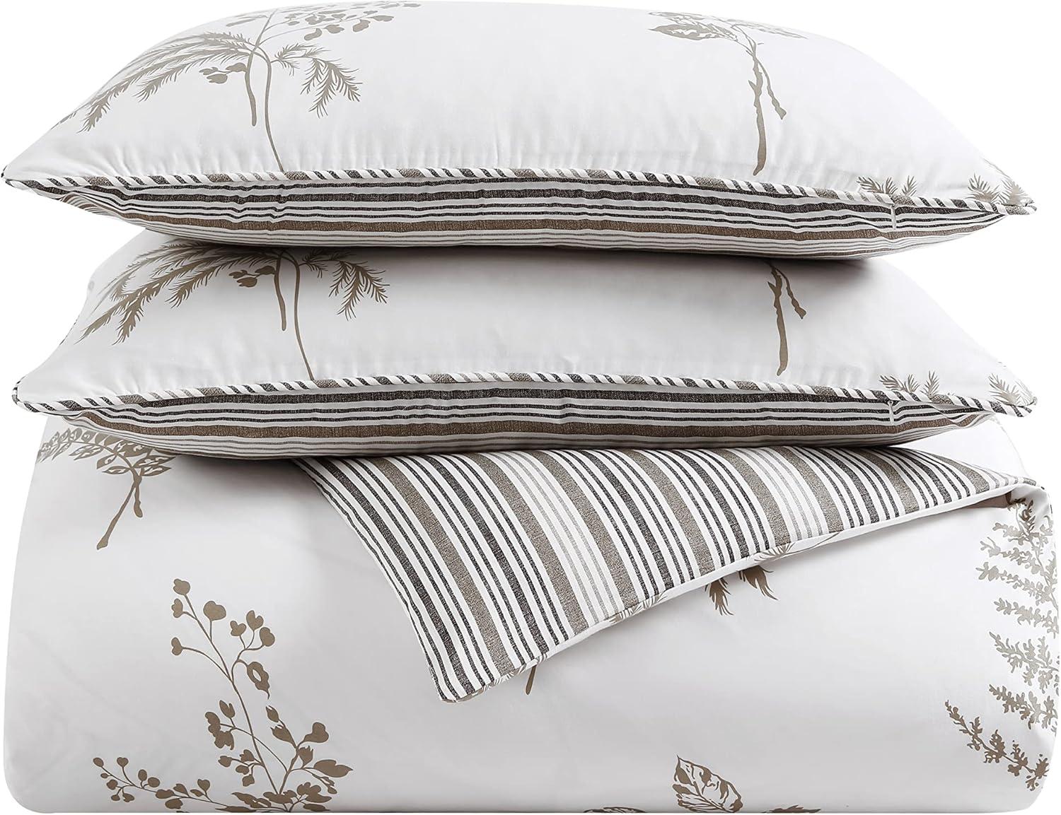 Willow Coverlet Set (Full/Queen) - Stone Cottage: Pre Washed Cotton, Botanical Pattern, Includes 2 Shams