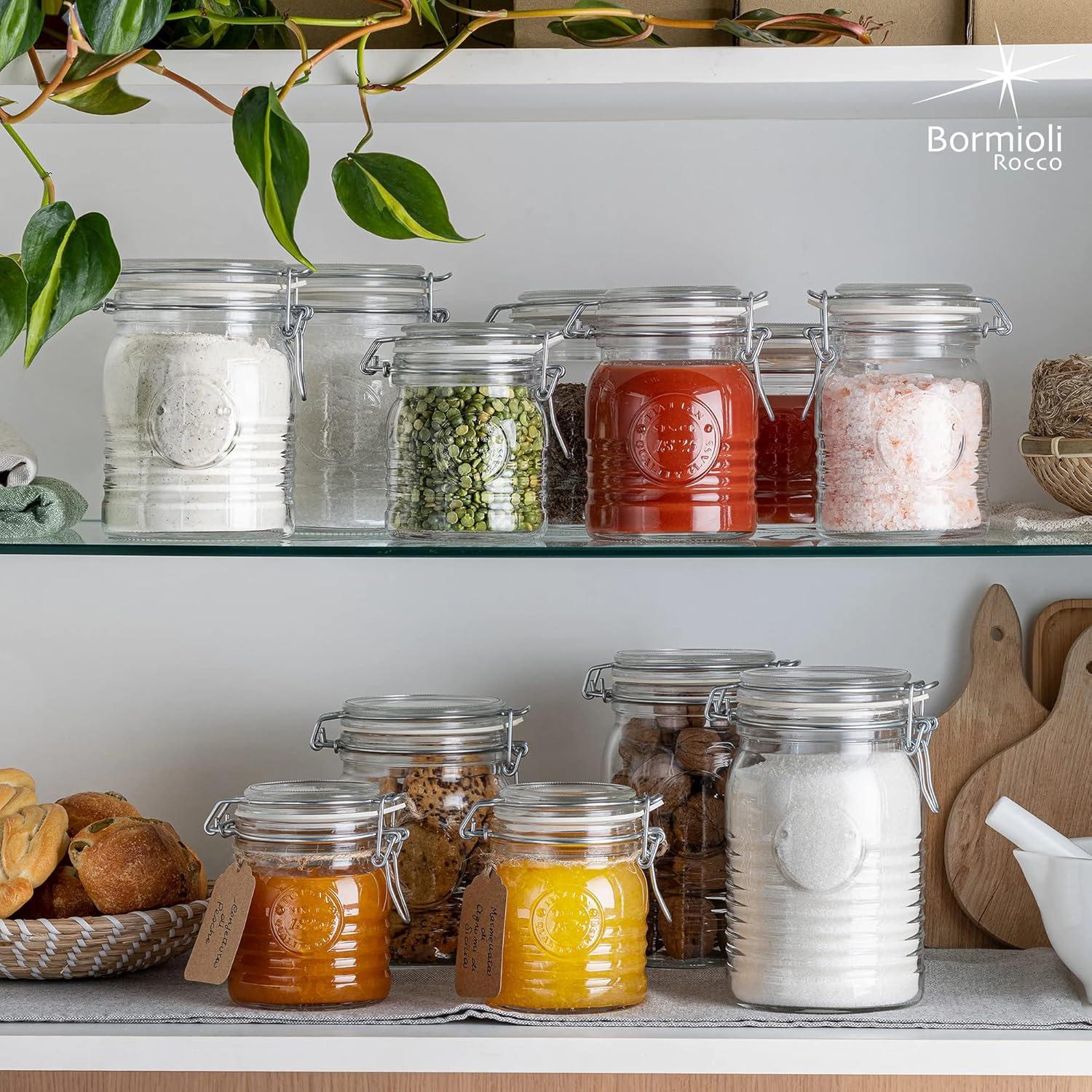 Set of 3 Clear Glass Jars with Airtight Hinged Lids