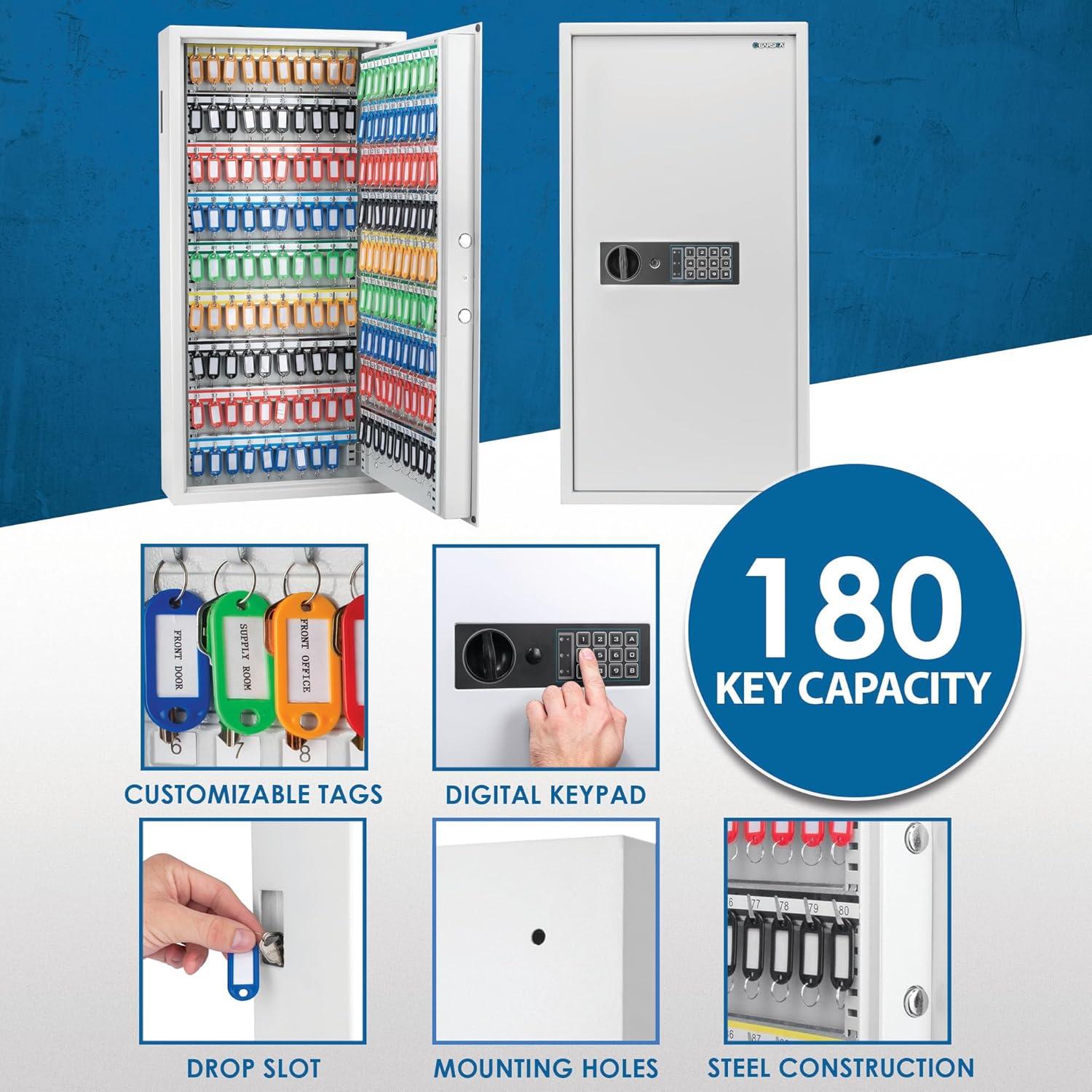 BARSKA 180 Key Dual Lock Deadbolt Cabinet Digital Wall Safe AX13350