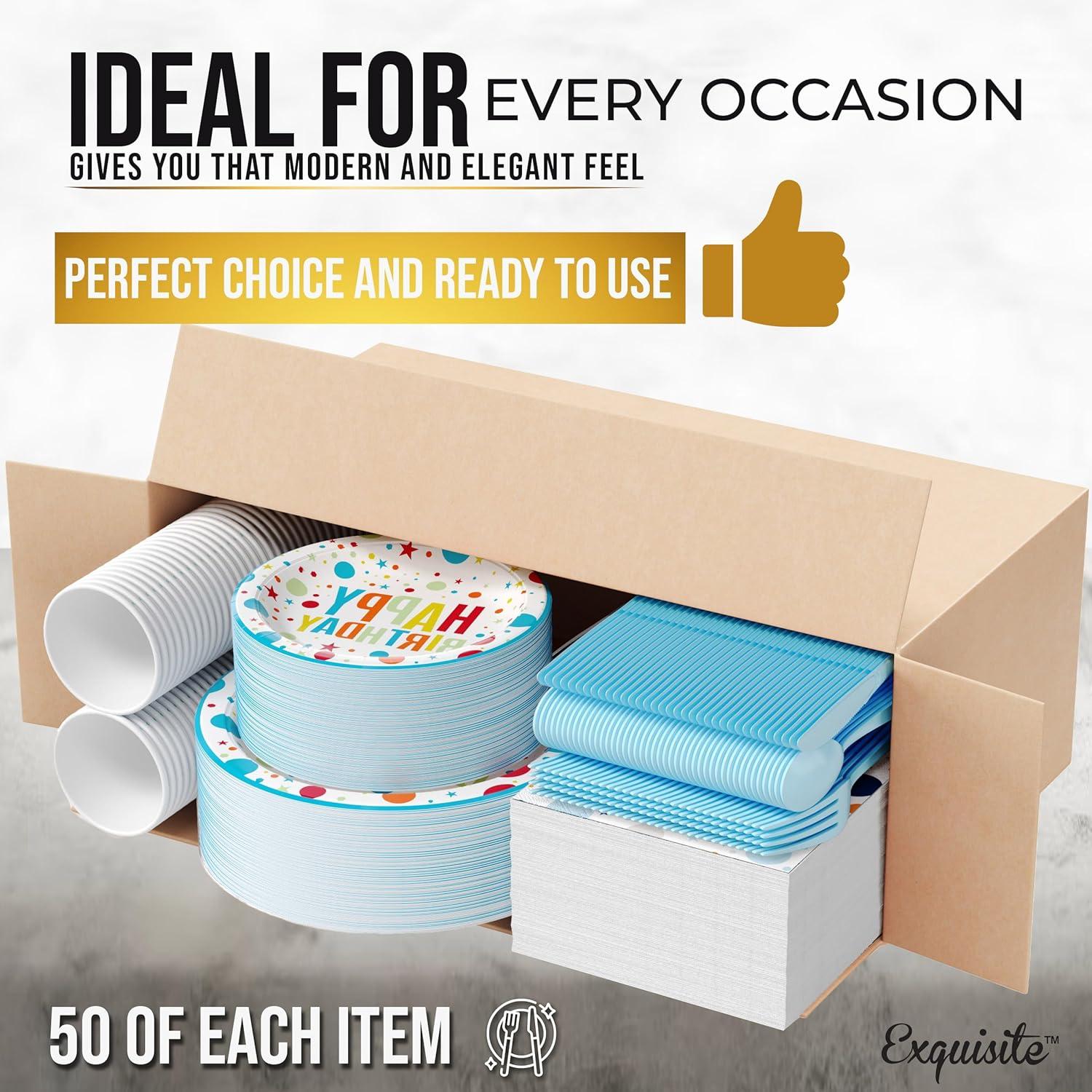 Crown Display 350 Piece Black and Orange Halloween Disposable Plastic Dinnerware party set- Serves 50