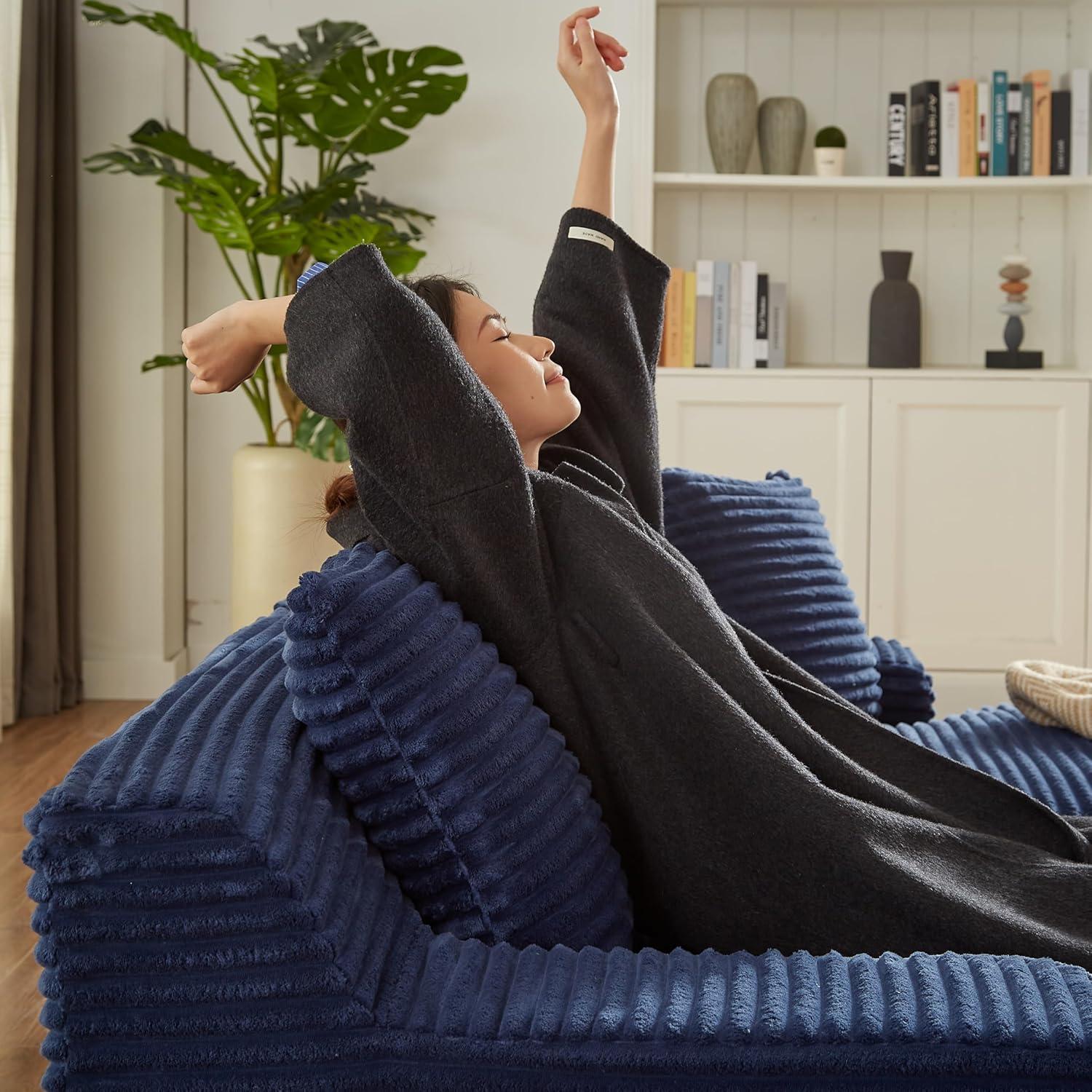 GNIXUU 78"Oversized Double Chaise Lounge Indoor, Corduroy Sleeper Sectional Couch, Upholstered Boneless Cloud Sofa Deep Seat, Comfy Plush Chair Bed for Living Room