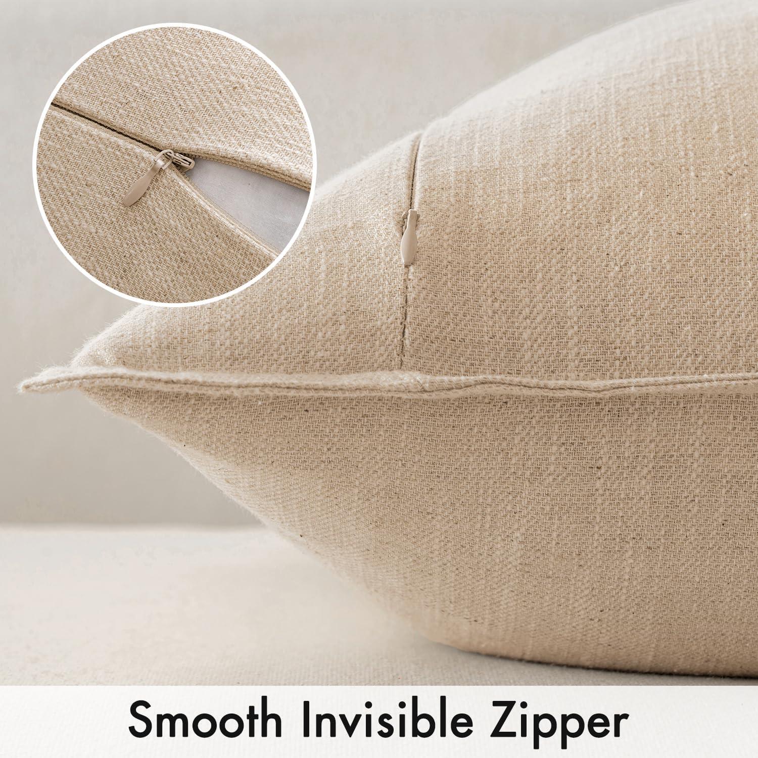 MIULEE Pack of 2 Decorative Linen Pillow Covers 18x18 Inch Brick Farmhouse Soild Neutral Throw Pillow Covers Soft Accent Decorative Pillowcases Home Decors for Couch Sofa Bed Living Room