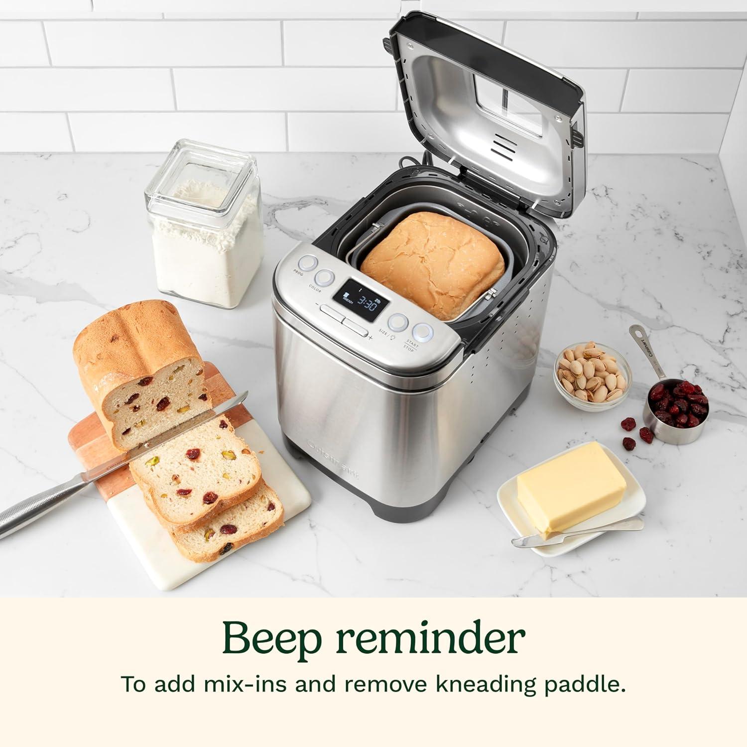 Cuisinart Bread Maker Machine, Compact and Automatic, Customizable Settings, Up to 2lb Loaves