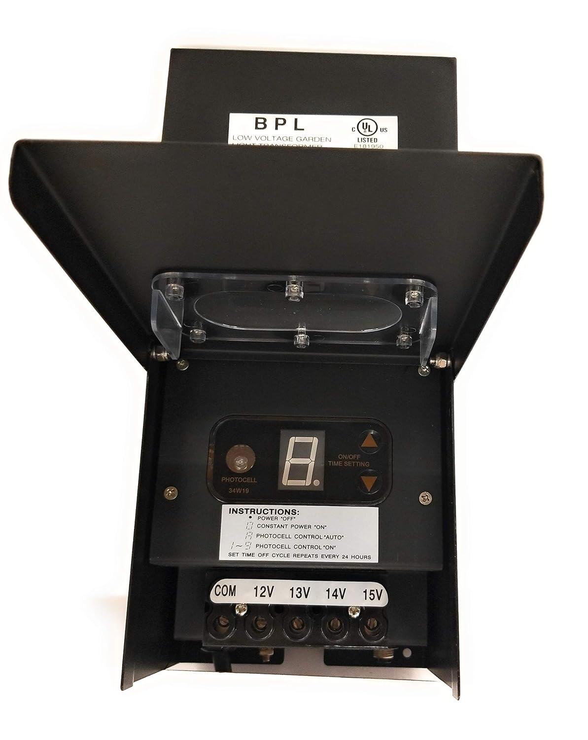 300W Multi Tap 12V - 15V Black Case Low Voltage Landscape Light Transformer