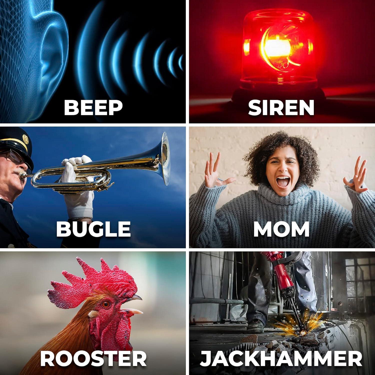 Sharp Super Loud Alarm Clock for Heavy Sleepers, 6 Extremely Loud Wake Up Sounds - up to 115db Volume