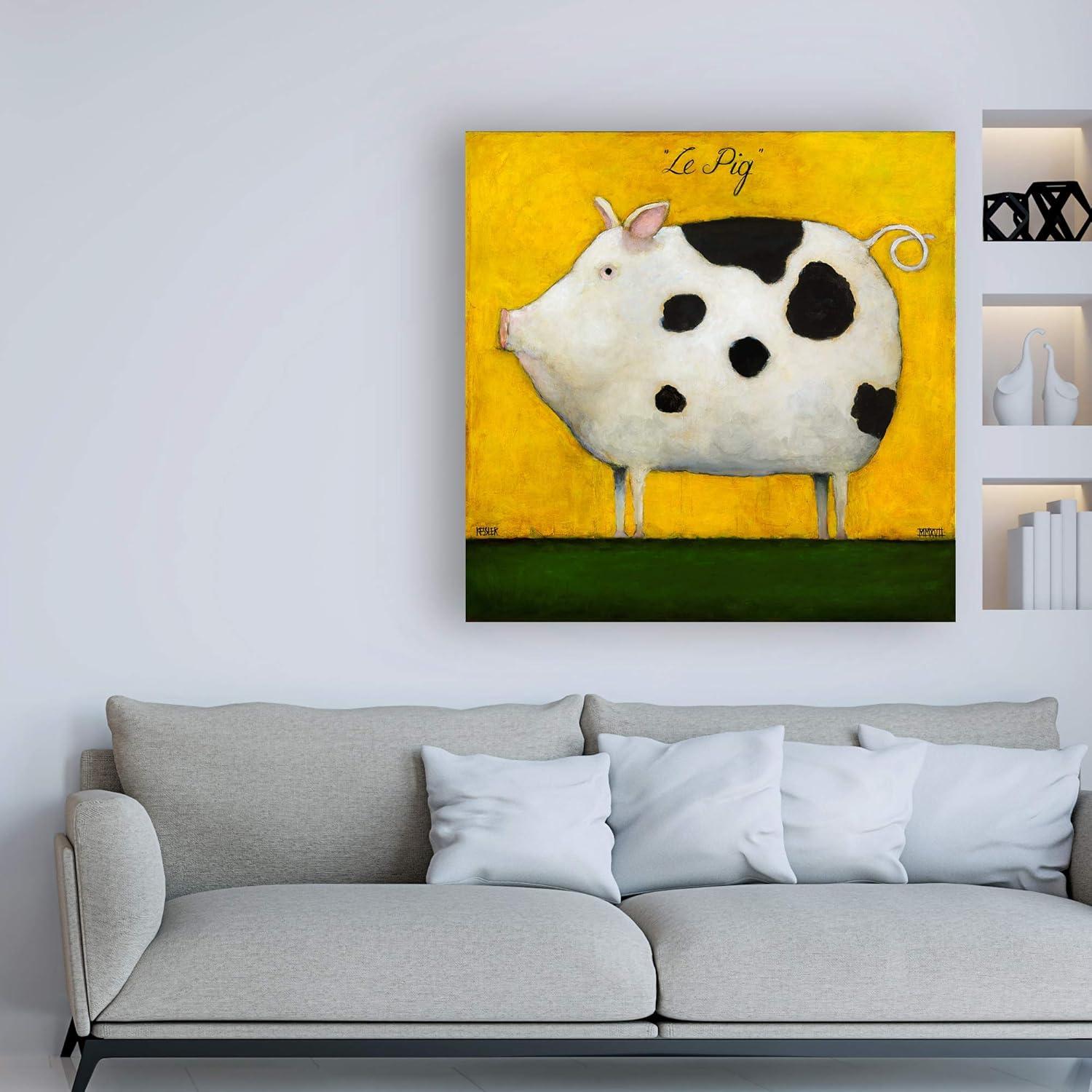 Le Pig 1 Yellow Background Canvas Art by Daniel Patrick Kessler