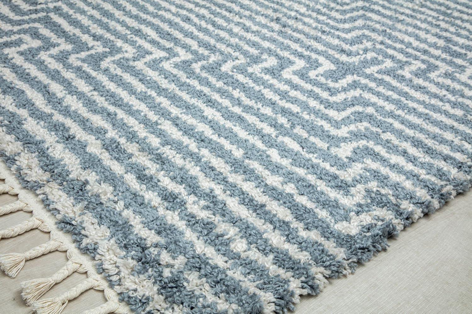 Braided Diamond Shag 8' x 10' Blue Synthetic Area Rug