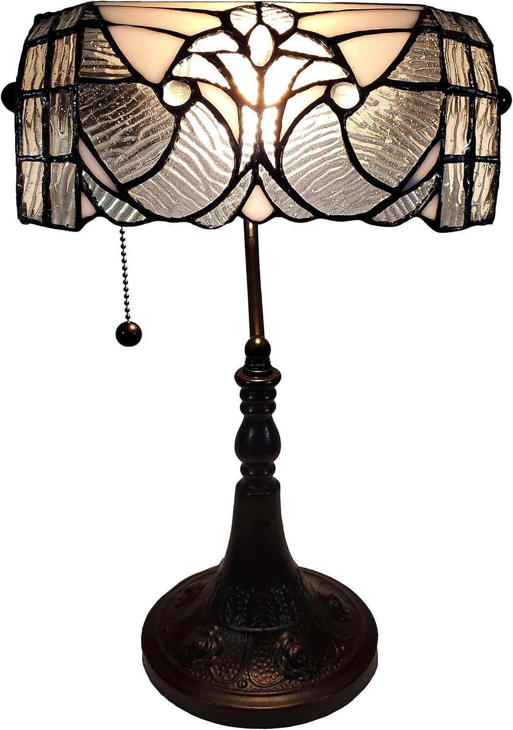 Amora Lighting Tiffany Style Vintage Banker Lamp - 16" Tall