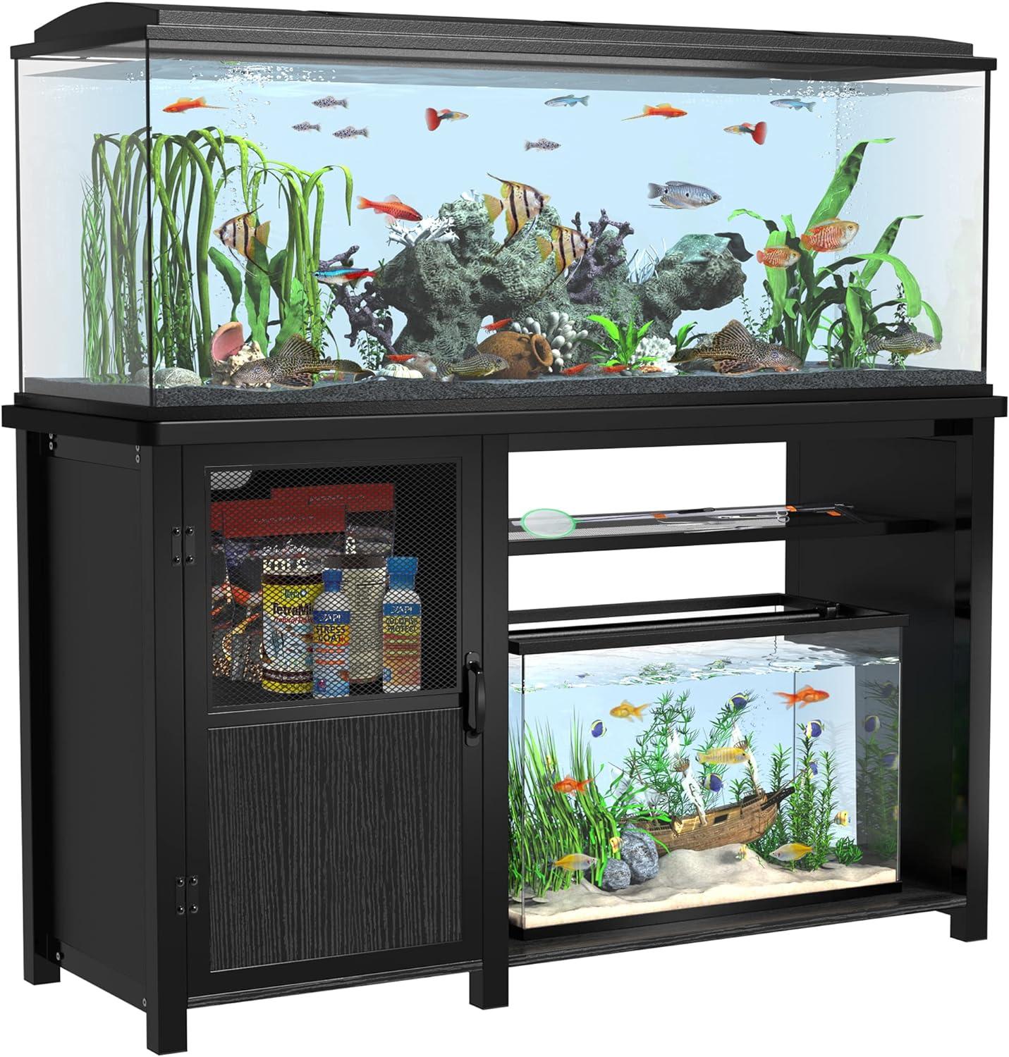 GDLF 55-75 Gallon Fish Tank Stand Heavy Duty Metal Aquarium Stand with Cabinet,52"L*19.68"