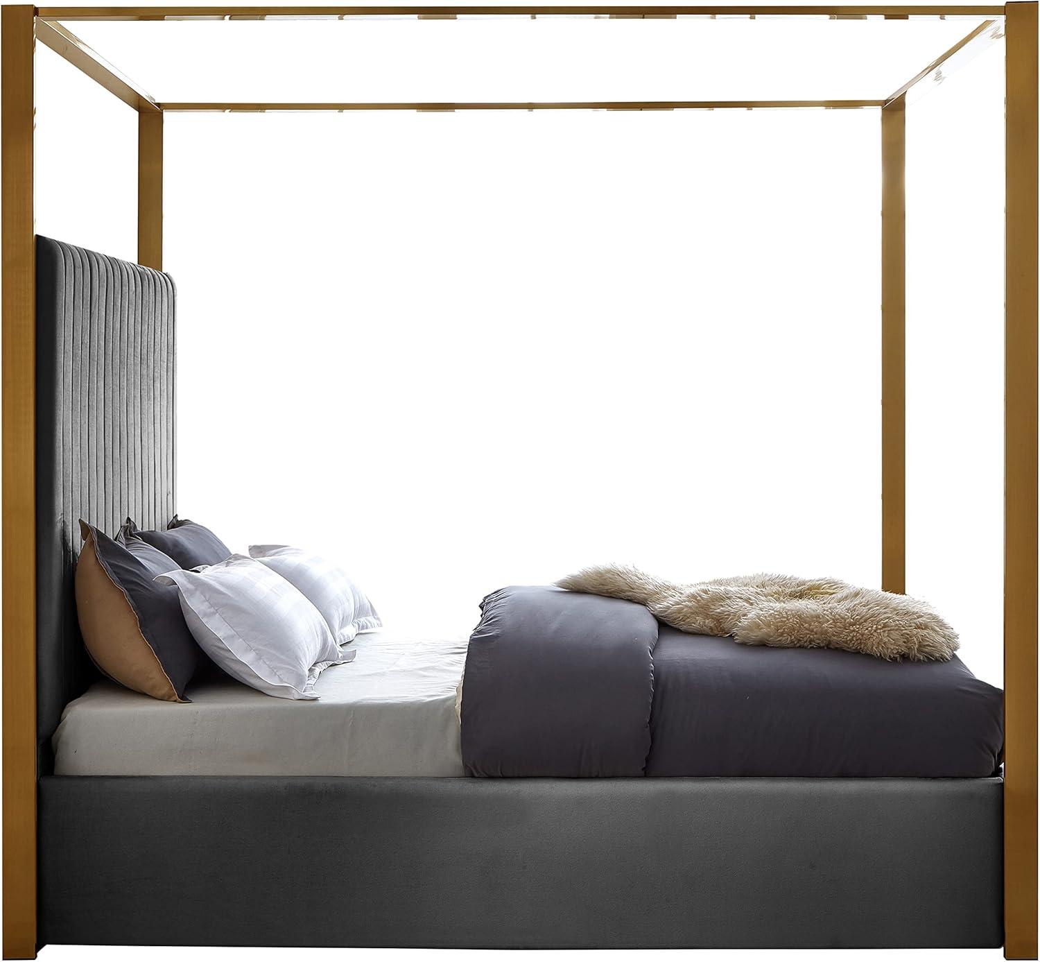 Meridian Furniture Jones Black Velvet King Bed