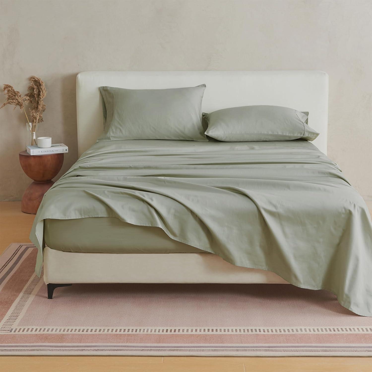 Sage Green Organic Cotton King Size Sheet Set