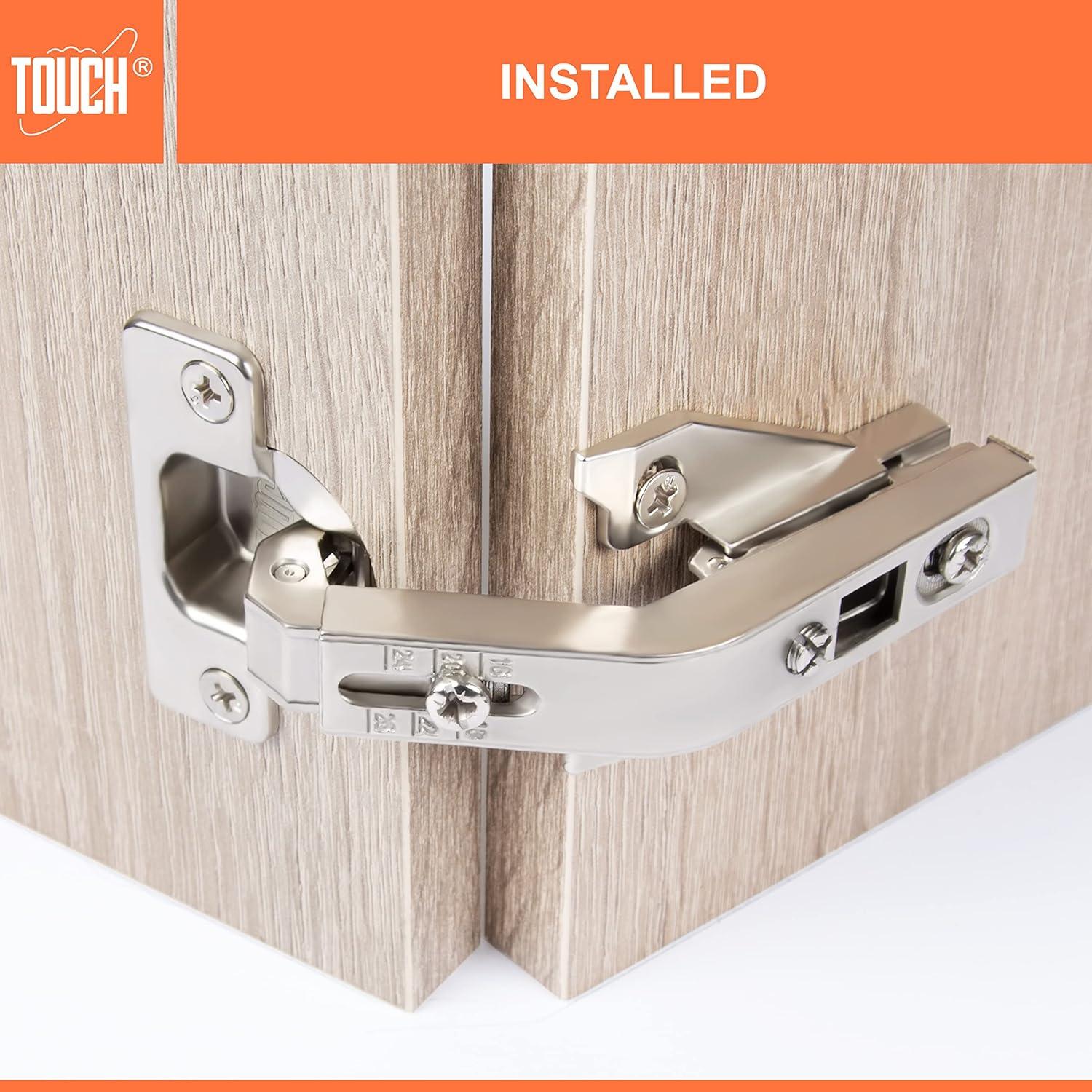 Brushed Nickel 135 Degree Self-Closing Cabinet Hinges with Screws