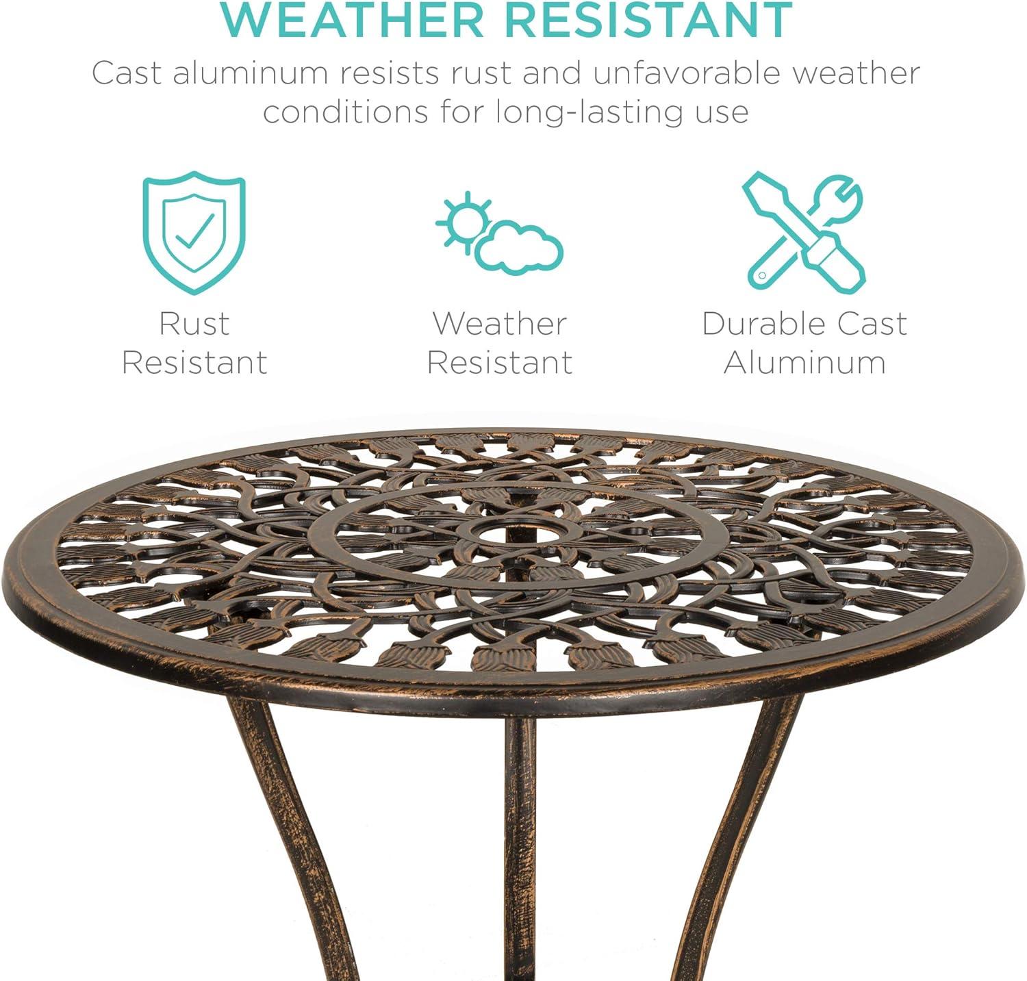 Best Choice Products 3-Piece Cast Aluminum Patio Bistro Furniture Set w/ Antique Finish - Copper