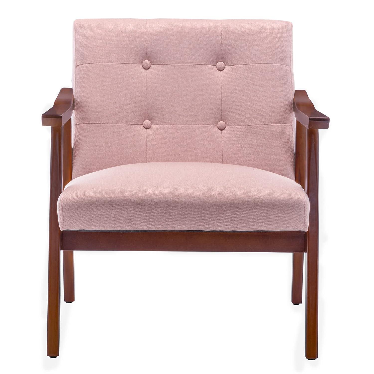 Convenience Concepts Take a Seat Natalie Accent Chair, Pearl Pink Fabric/Espresso