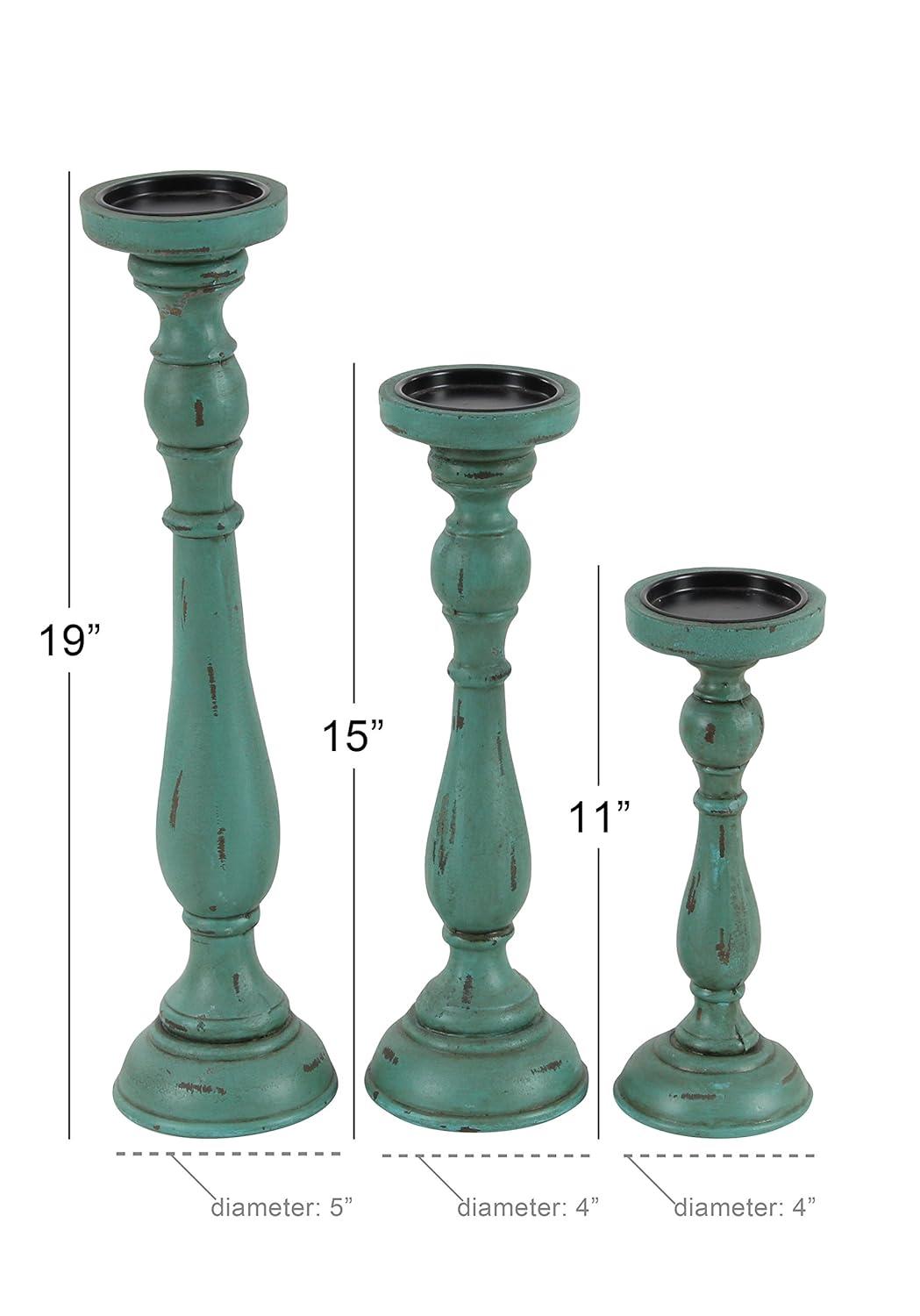 3 Piece Wood Tabletop Candlestick Set