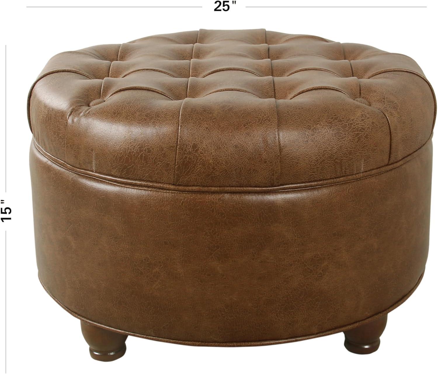 Large Tufted Round Storage Ottoman - HomePop