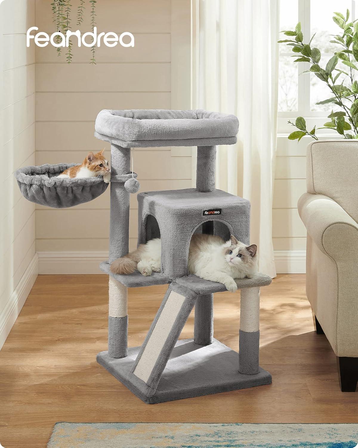 FEANDREA 37.8-Inch Cat Tree Cat Condo Small Cat Tower with Widened Perch for Large Cats Indoor