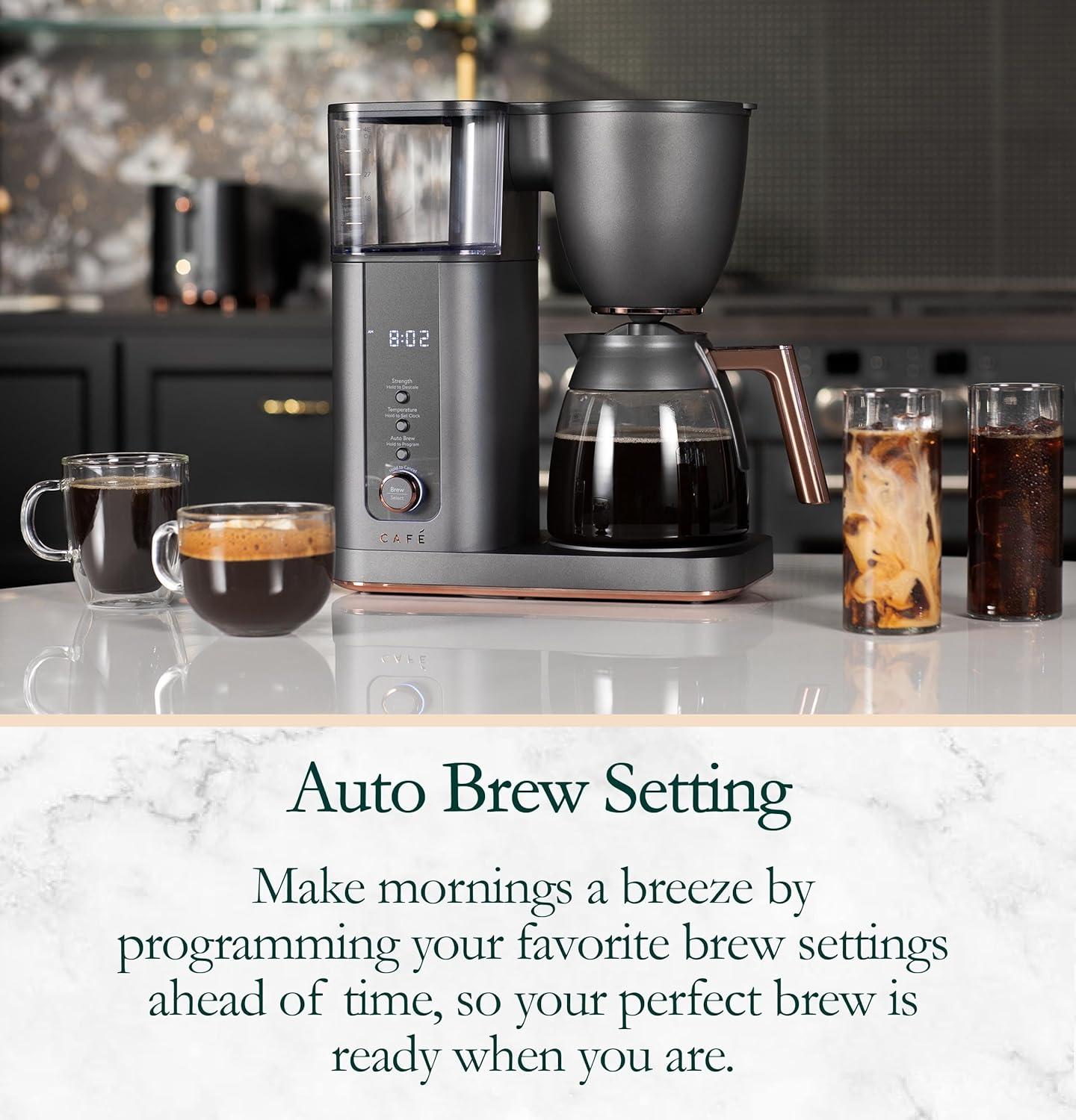 Café ™ Matte Black 10-Cup Drip Coffee Maker with Glass Carafe
