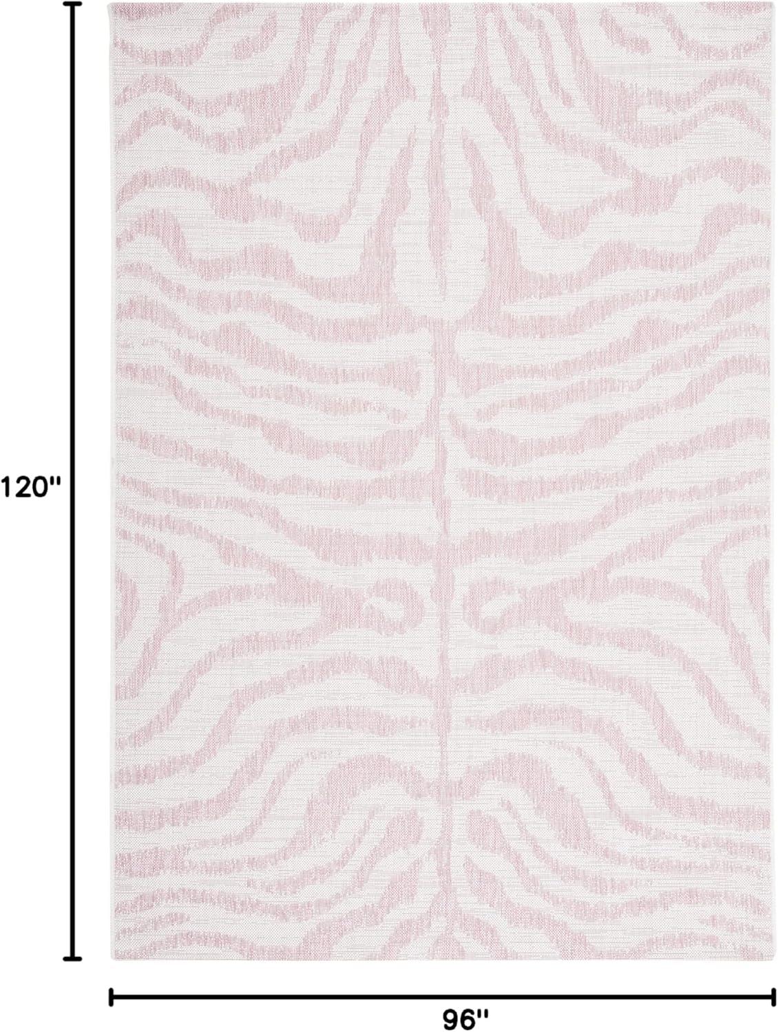 Ivory and Pink 8' x 10' Stain-Resistant Indoor/Outdoor Rug