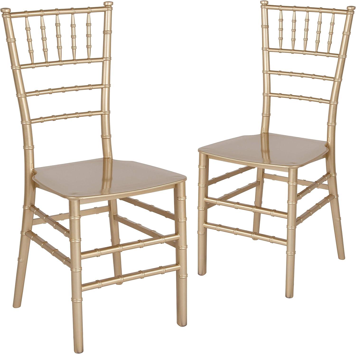 Gold Resin Stacking Chiavari Chairs for Events, Set of 2