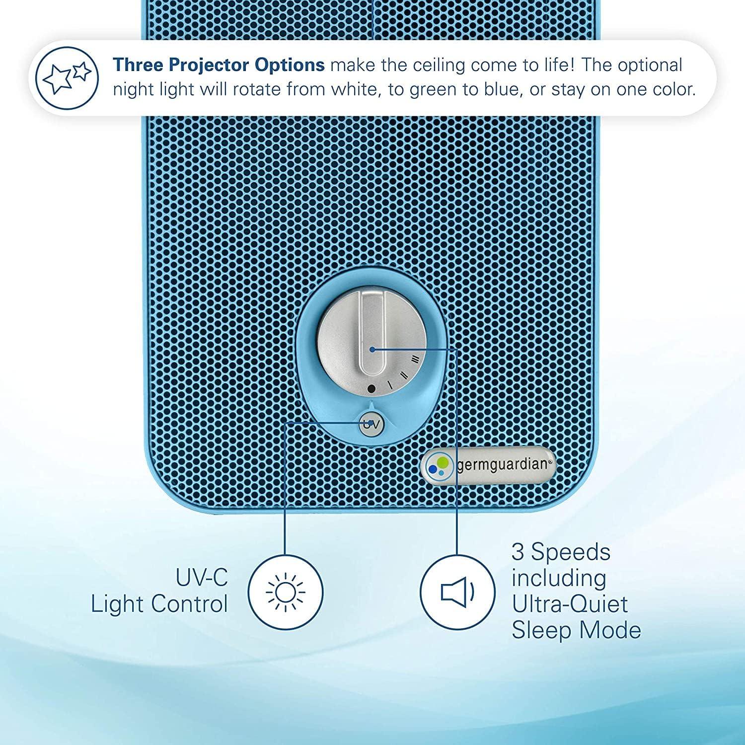 Blue Tabletop HEPA Air Purifier with Odor Absorbing Filter