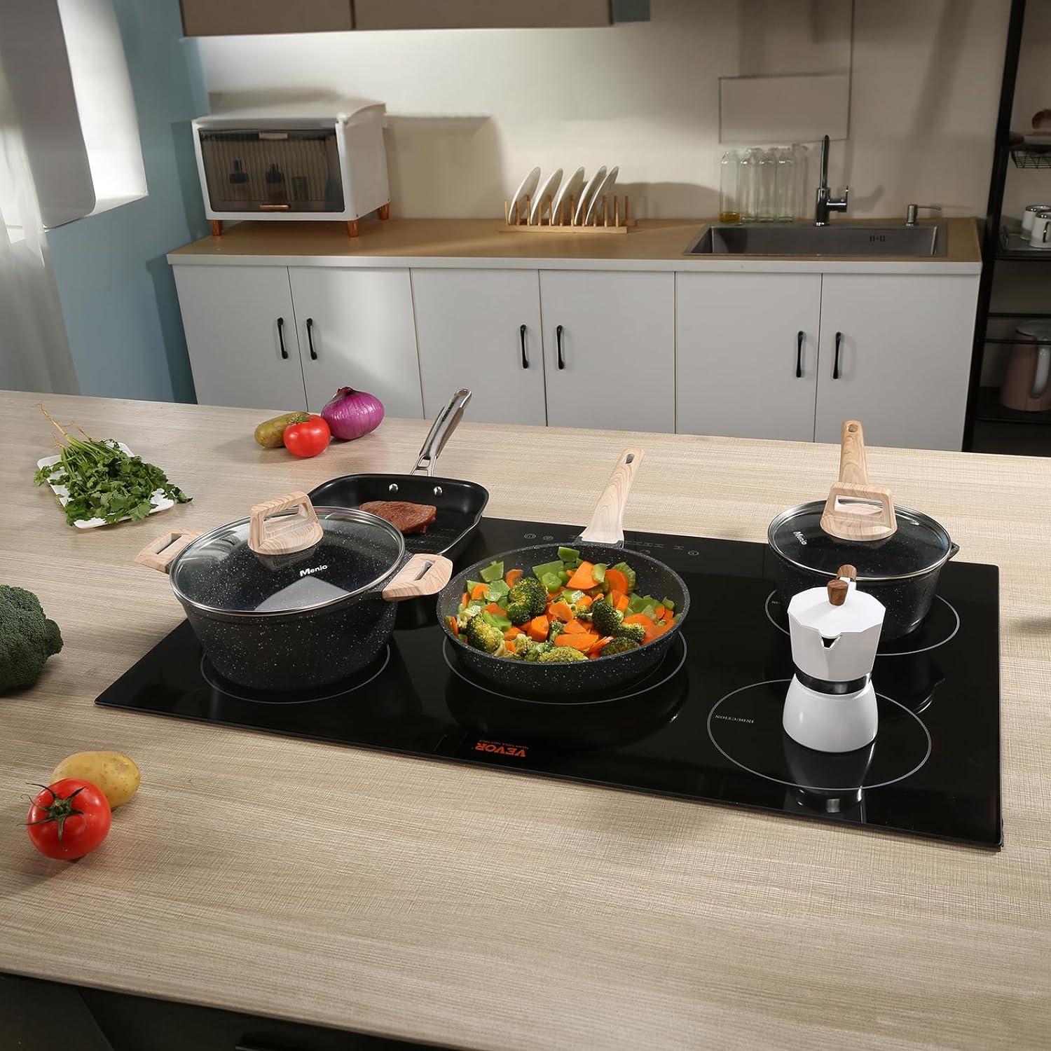 30-Inch Black Ceramic 5-Burner Induction Cooktop with Touch Control