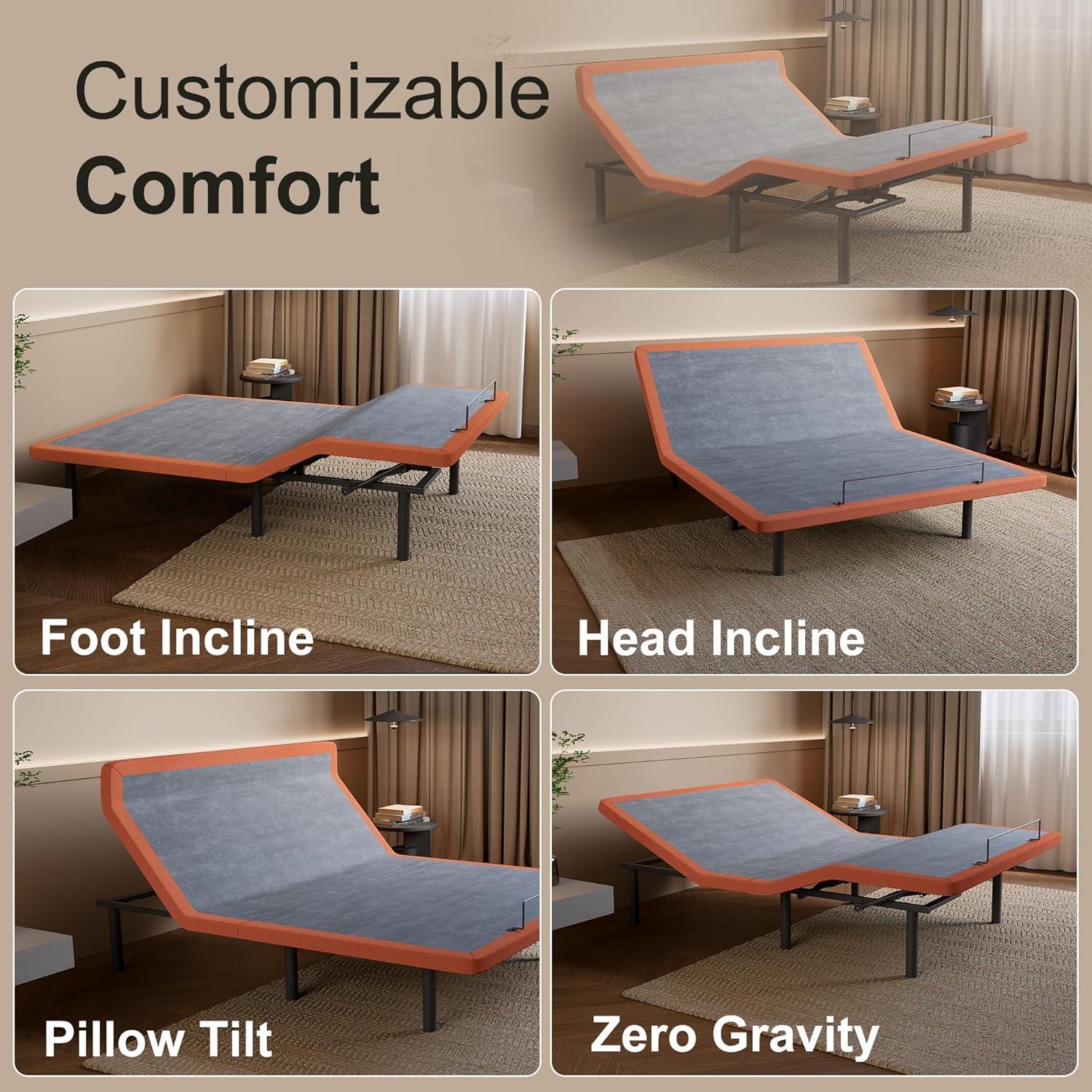 Zero Gravity Adjustable Bed with 14" Hybrid Mattress E3000 Series