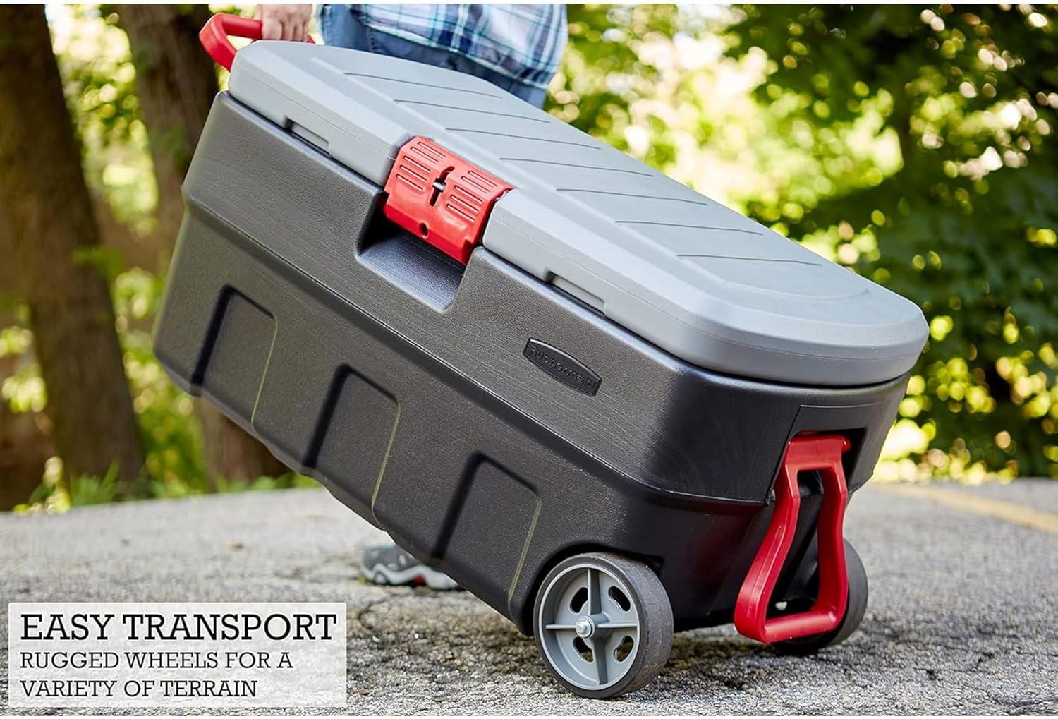 Rubbermaid Rubbermaid 35 Gal Wheeled Action Packer Heavy Duty Storage Tote with Lockable Lid