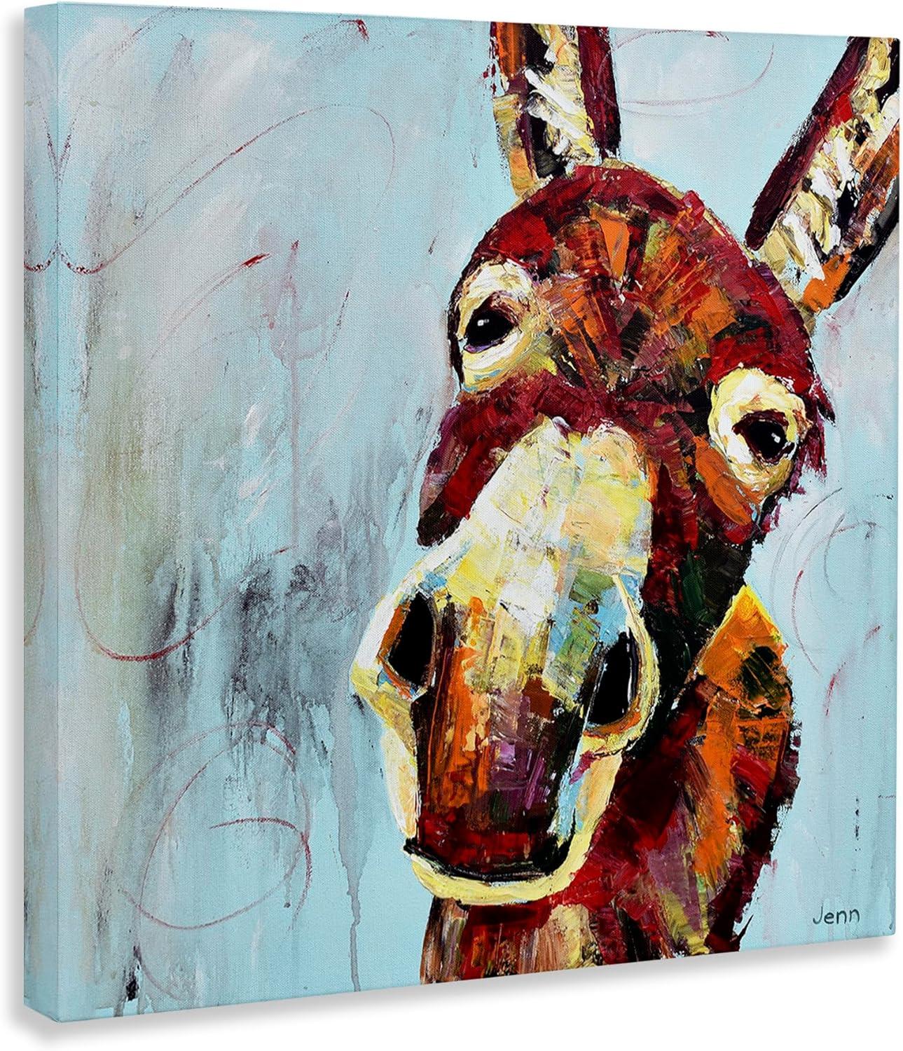 " Donkey Face Blue Background " by Jen Seeley Painting Print