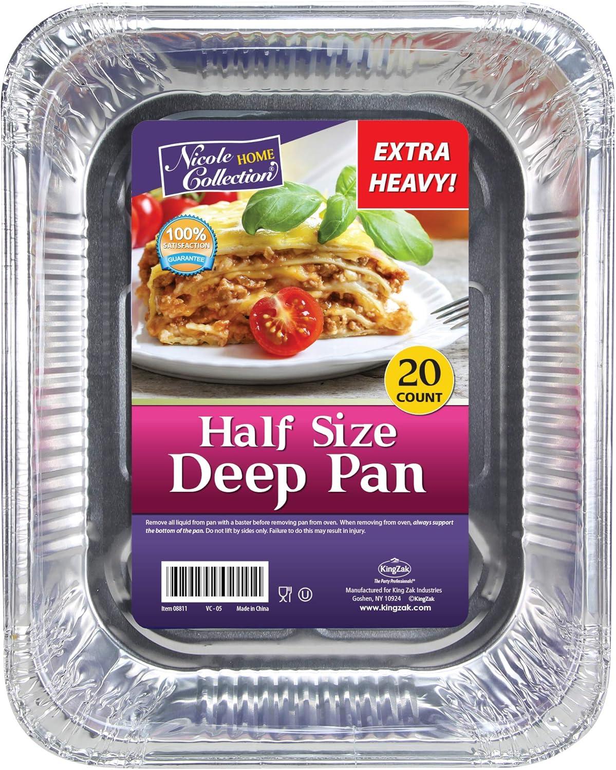 Extra Heavy Duty Half Size Aluminum Foil Pans, 20 Pack