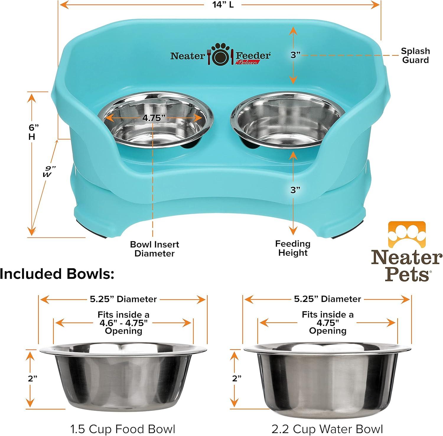 Aquamarine Elevated Stainless Steel Small Dog Feeder