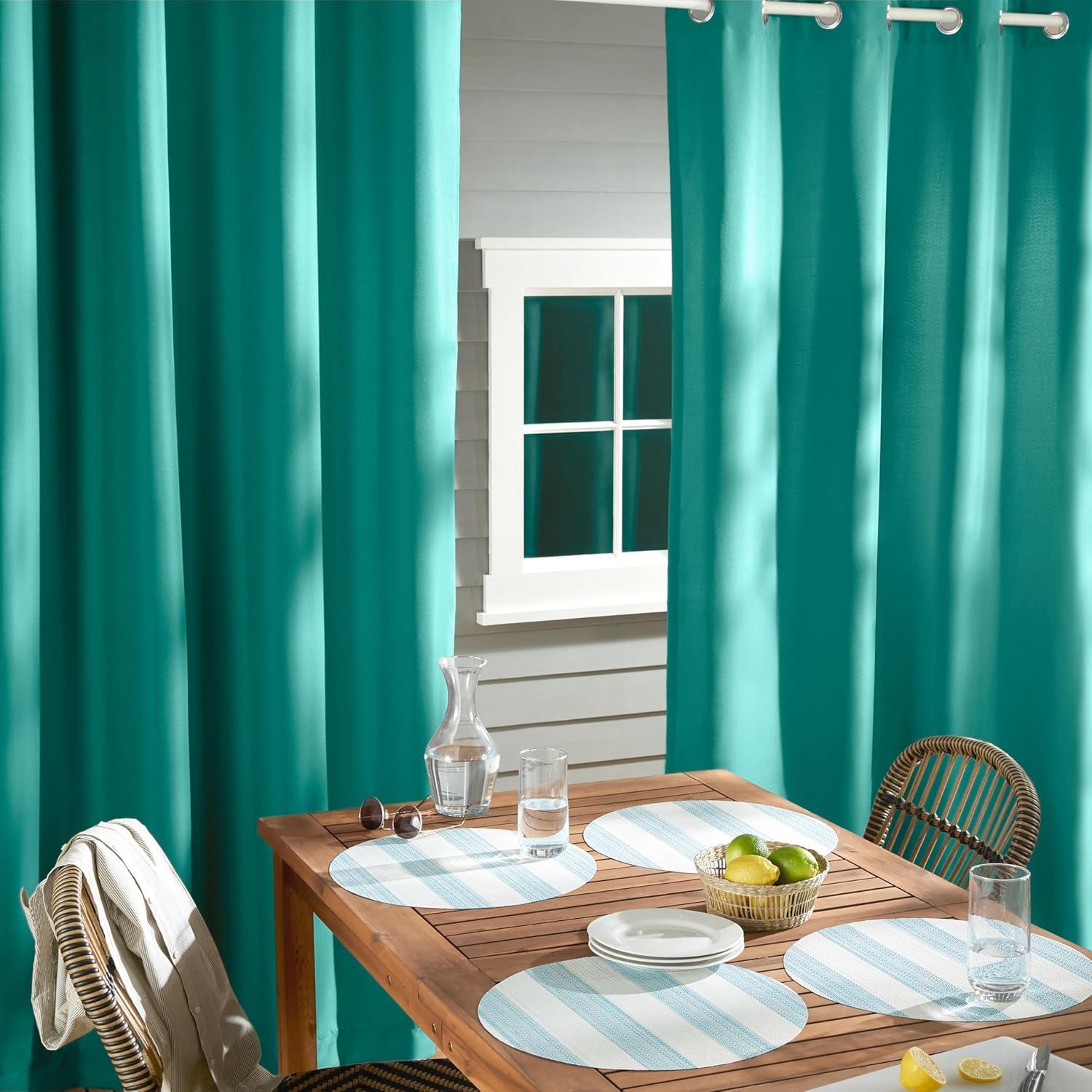 Set of 2 Indoor/Outdoor Solid Cabana Grommet Top Curtain Panels - Exclusive Home