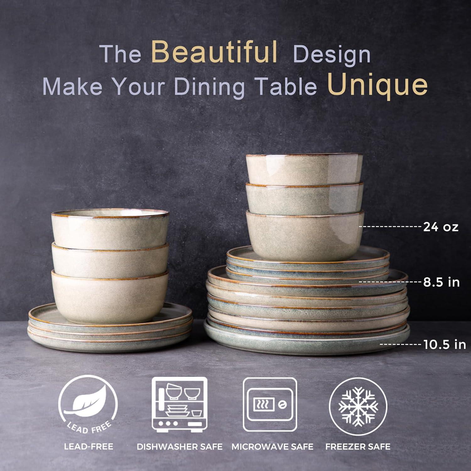 Reactive Glaze Gray Ceramic Dinnerware Set for 4