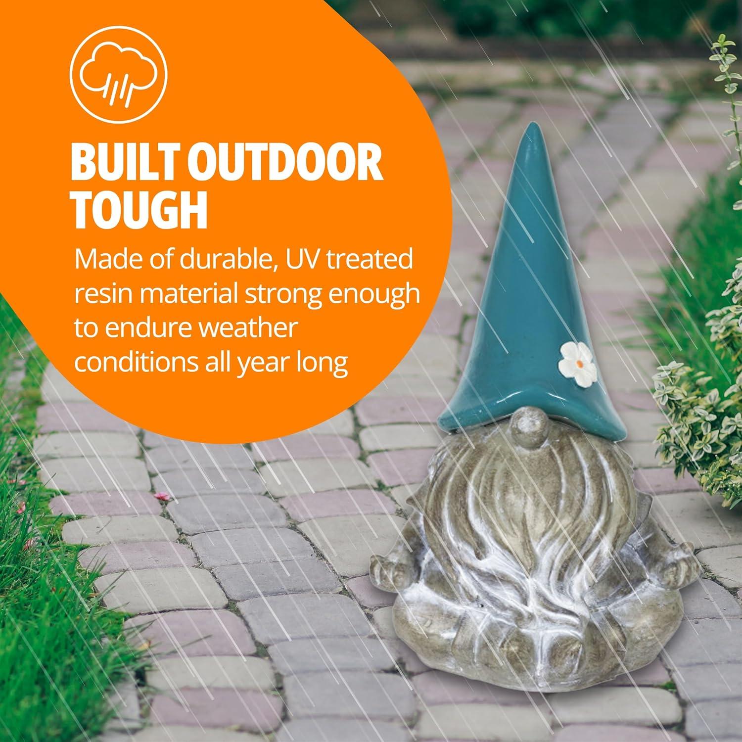 Exhart Exhart Good Time Solar Gnamaste Meditating Gnome Statue, 11 Inch