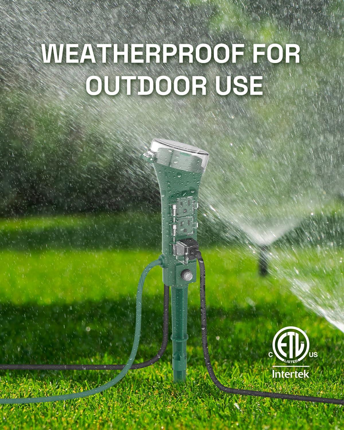 HBN Outdoor Smart Plug Waterproof WiFi Outdoor Outlet Timer with 6 Grounded Outlets, Remote & Voice Control Heavy Duty Yard Stake Plug Compatible with Alexa and Google Assistant