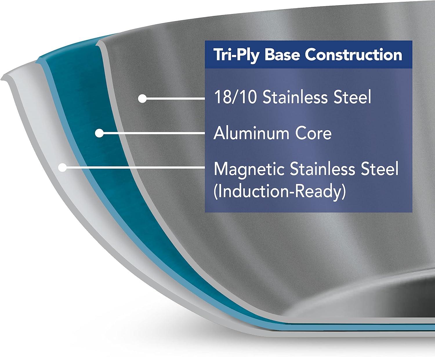 12" Stainless Steel and Aluminum Tri-Ply Clad Fry Pan