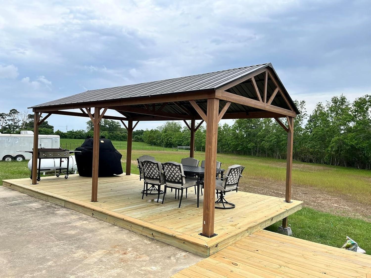 12' x 20' Cedar Wood Frame Gazebo with Asphalt Roof