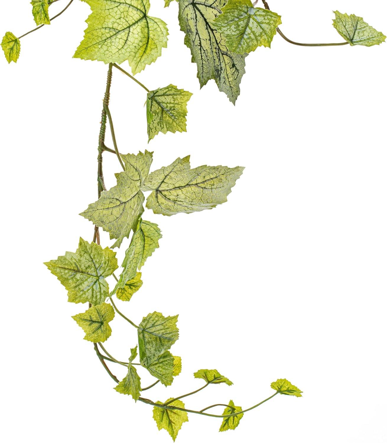 Vickerman 51" Artificial Green & White Grape Leaf Ivy Hanging Bush.