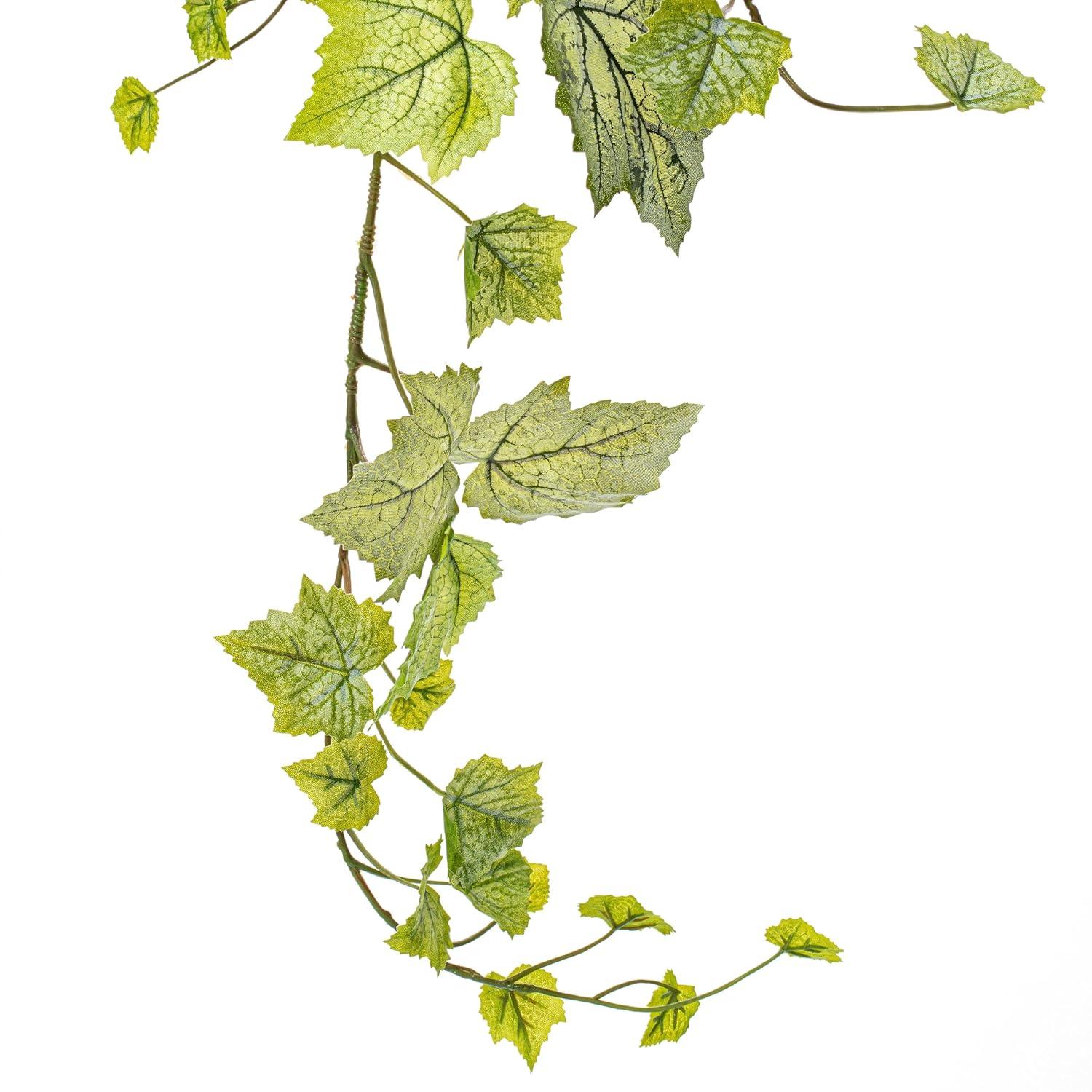 Vickerman 51" Artificial Green & White Grape Leaf Ivy Hanging Bush.