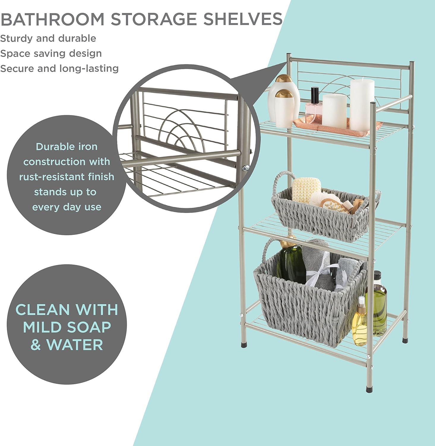 Bath Bliss 3 Shelves Tiered Bathroom Storage Rack in Satin Nickel