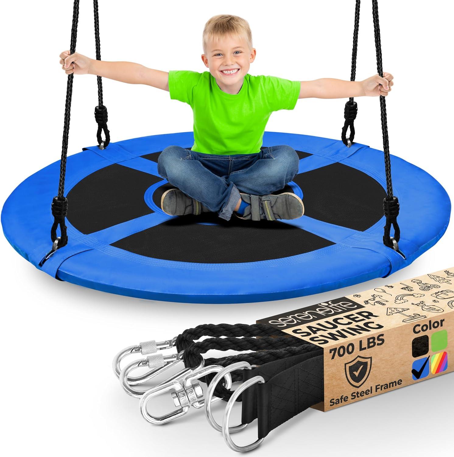 Klo Kick 40inch Metal/Fabric Web/Saucer Swing with Chains and Hooks