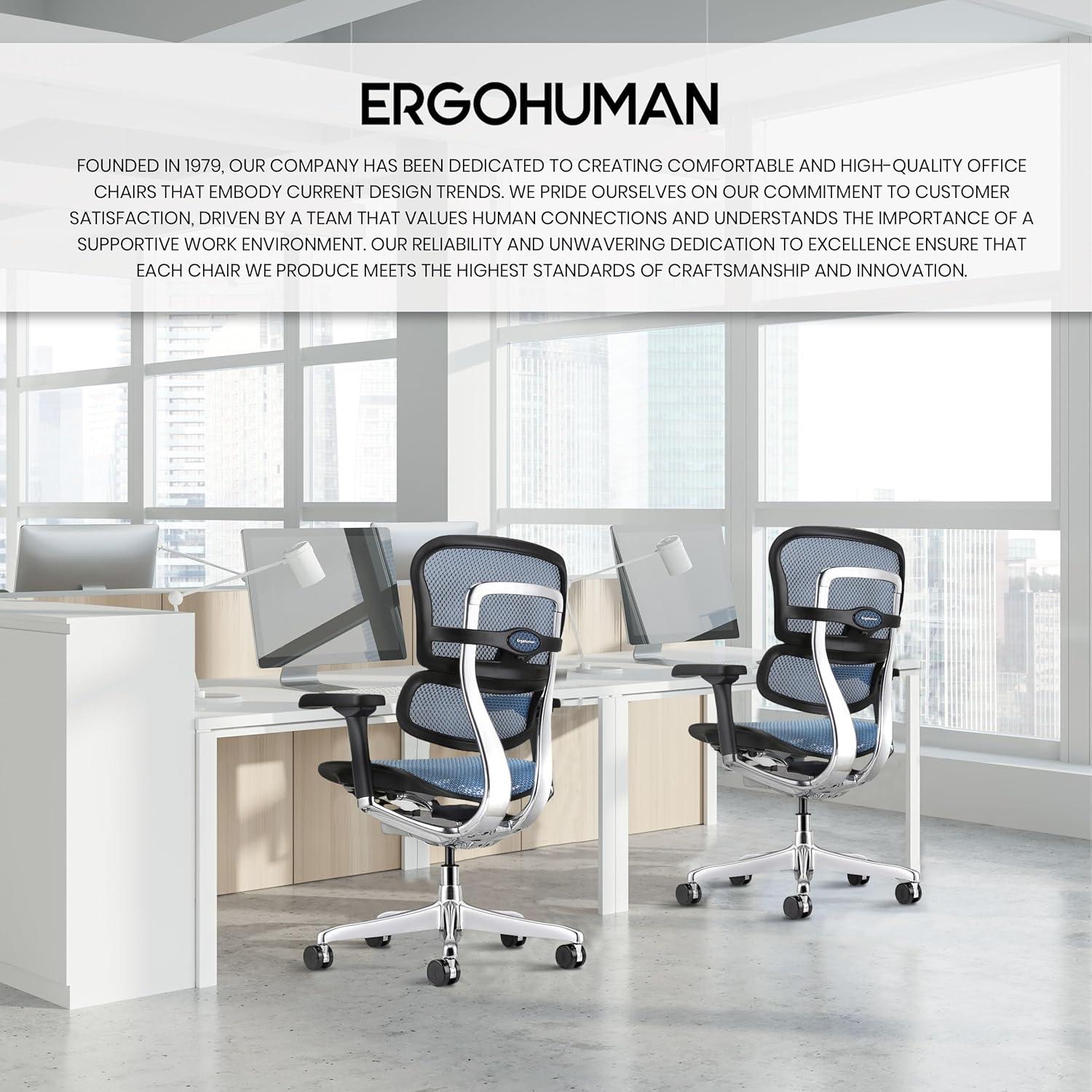 Eurotech Seating Ergohuman Mesh Managers Chair, Mid Back, Blue