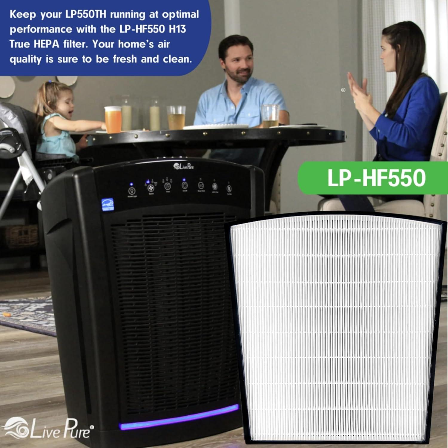 LivePure True HEPA Replacement LP-HF550 Filter for Bali Series Air Purifiers LP550TH, LP550THP, LP560, White