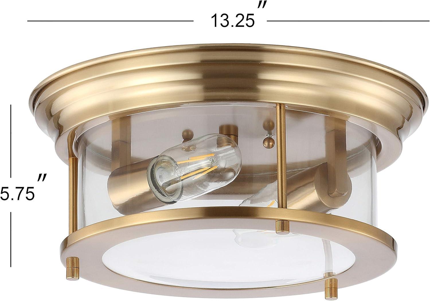 JONATHAN Y Lauren 2-Light Metal/Glass LED Flush Mount