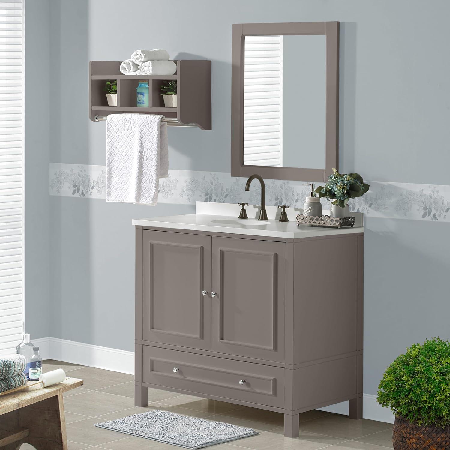 36" Williamsburg Vanity Cabinet Gray - Alaterre Furniture: Wood Frame, 1 Shelf, Universal Storage, 34.5" Depth