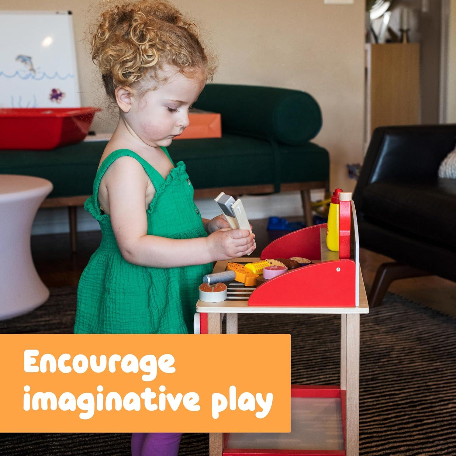 Toddler-Sized Wooden Grill Playset with Accessories