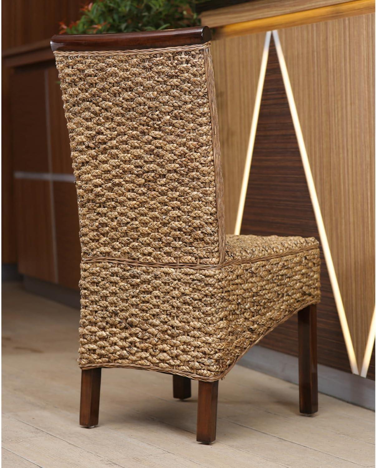 Bunga Hyacinth Weave High Parsons Side Chair in Salak Brown